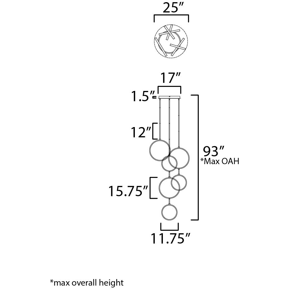 Hoopla LED 25 inch White and Gold Single Pendant Ceiling Light in White/Gold