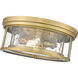 Clarion 3 Light 16 inch Rubbed Brass Flush Mount Ceiling Light in Rubbed Bronze
