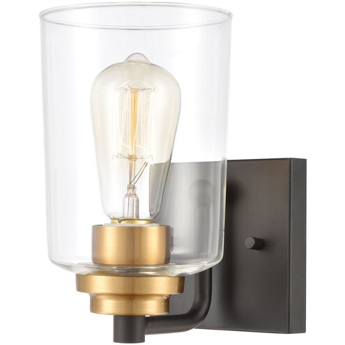 Robins 1 Light 7 inch Matte Black with Brushed Brass Vanity Light Wall Light