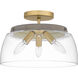 Burkett 3 Light 13 inch Light Gold Semi-Flush Mount Ceiling Light