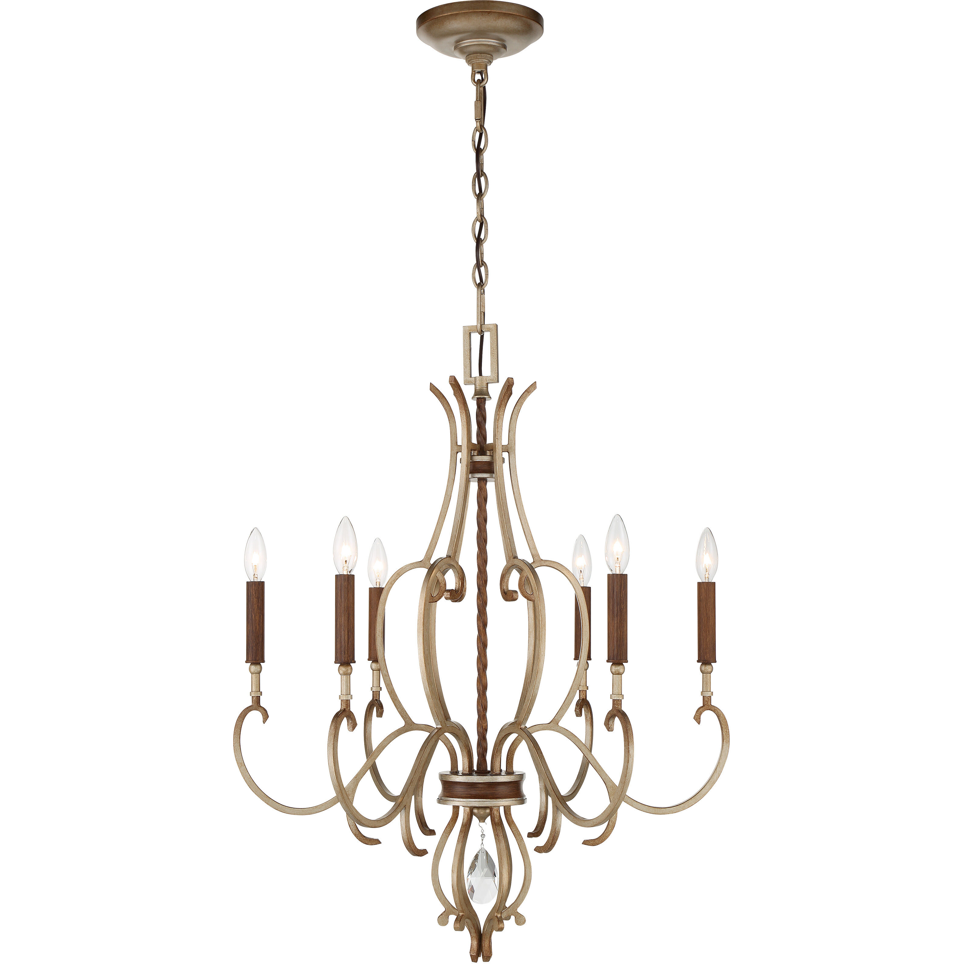 Magnolia Manor 6 Light 26.5 inch Pale Gold with Distressed Bronze Chandelier Ceiling Light
