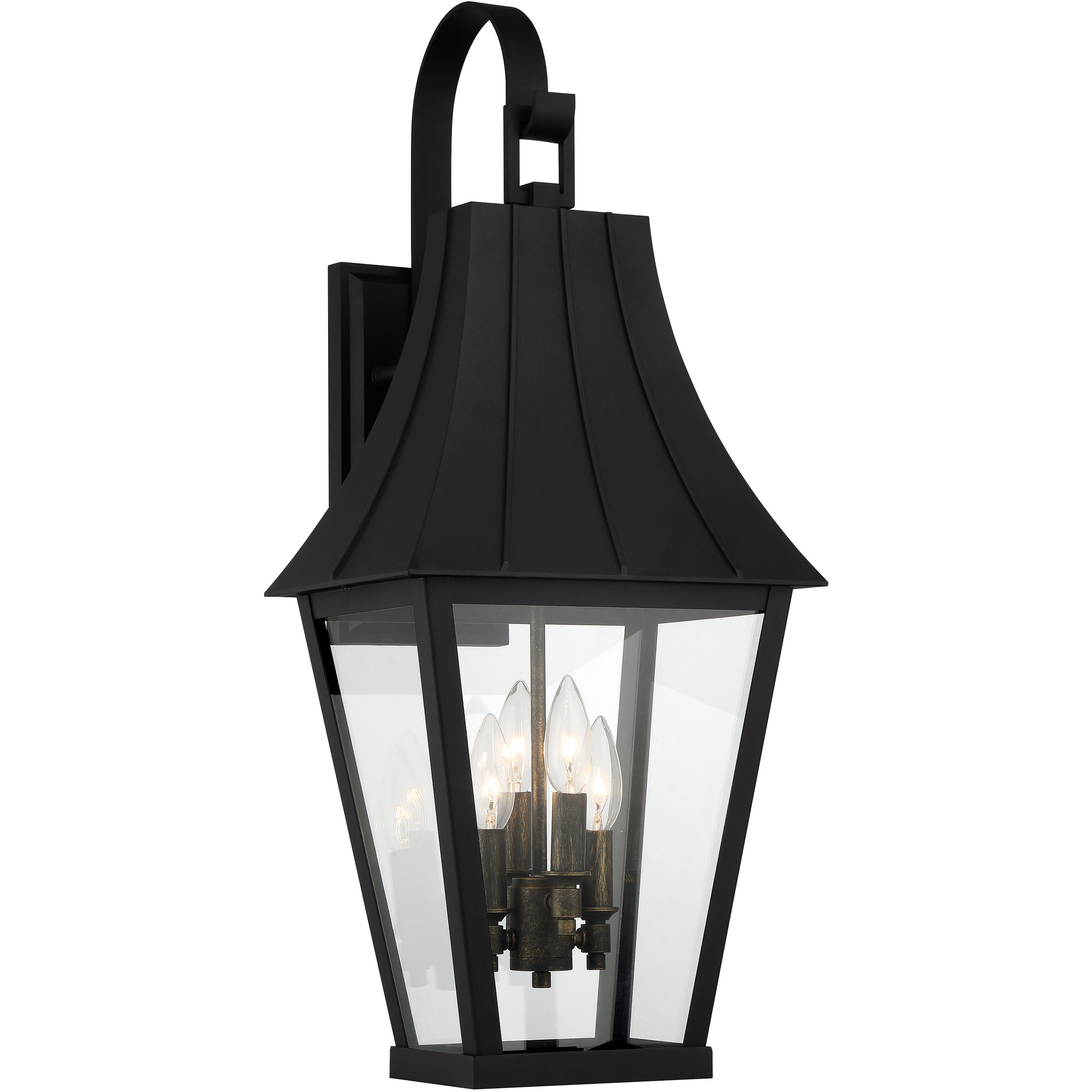 Chateau Grande 4 Light 28 inch Coal/Gold Outdoor Wall Light, Great Outdoors