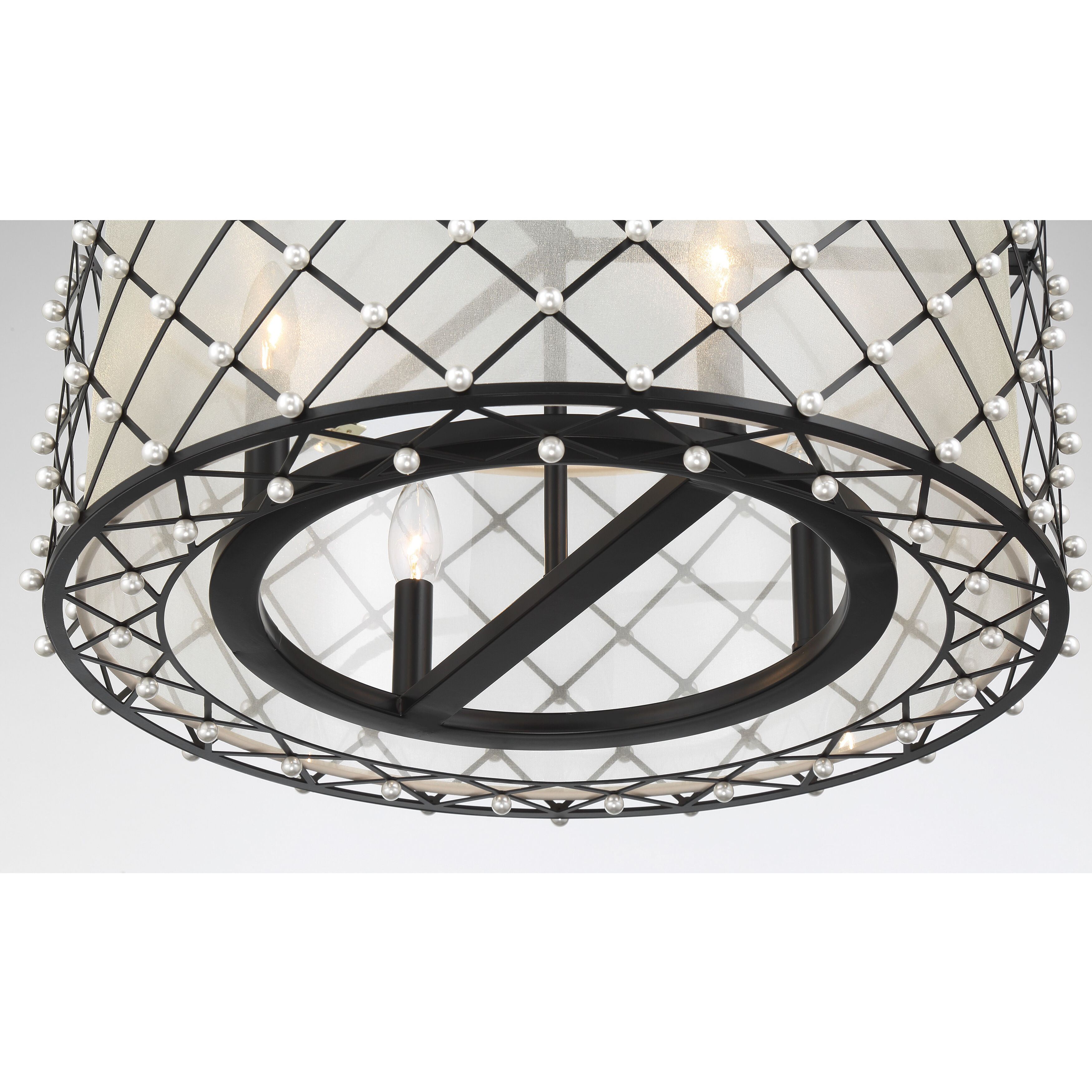 Sheer Elegance 4 Light 21.25 inch Coal Convertible Pendant Ceiling Light