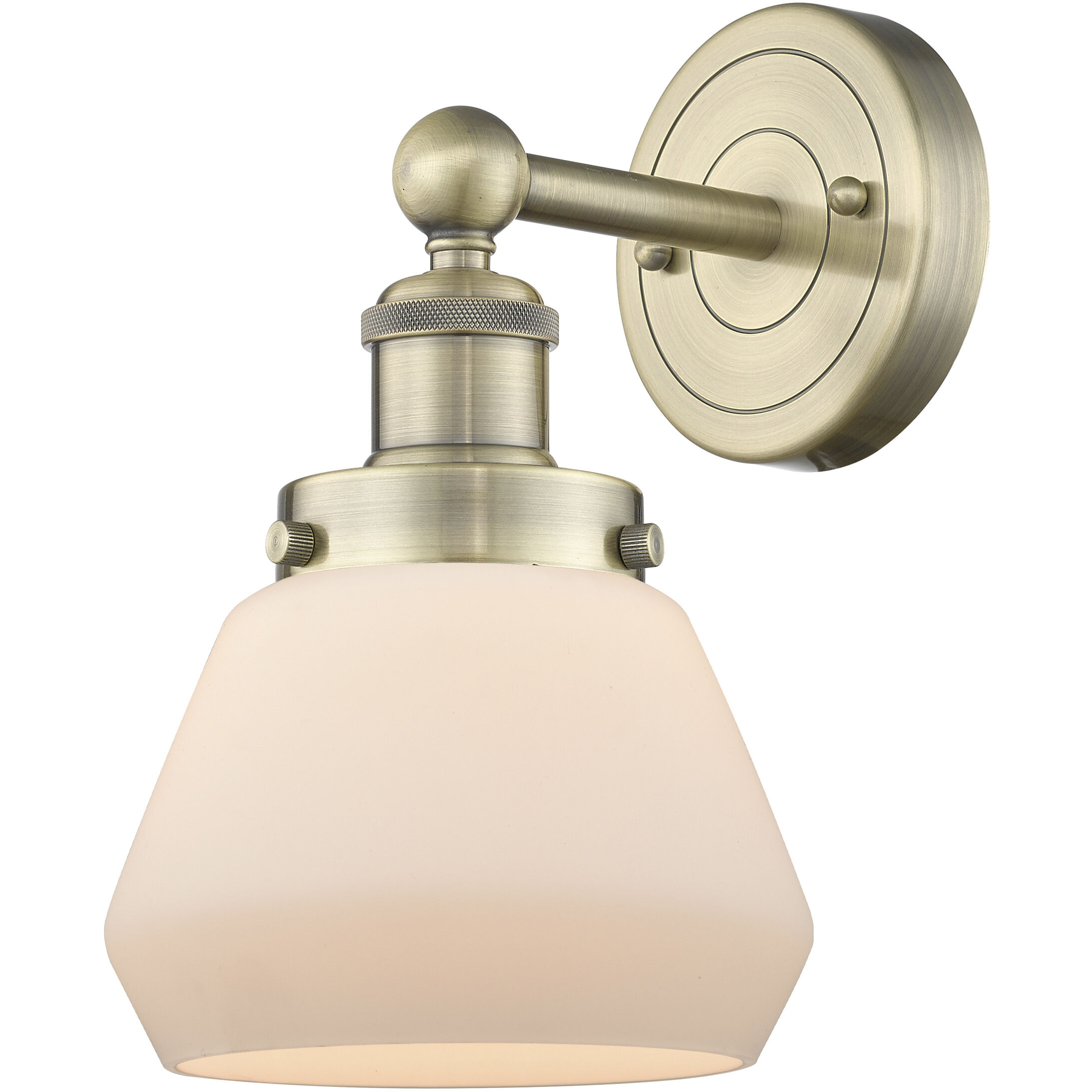 Fulton Sconce Wall Light in Antique Brass, Matte White