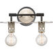 Restoration Aurora 2 Light 13.88 inch Brushed Satin Nickel Bath Vanity Light Wall Light, Restoration
