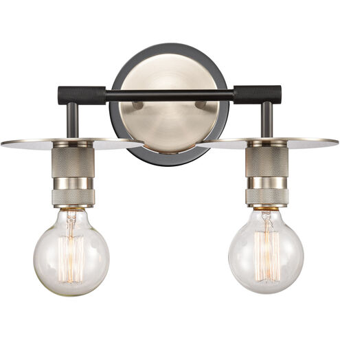 Restoration Aurora 2 Light 13.88 inch Brushed Satin Nickel Bath Vanity Light Wall Light, Restoration