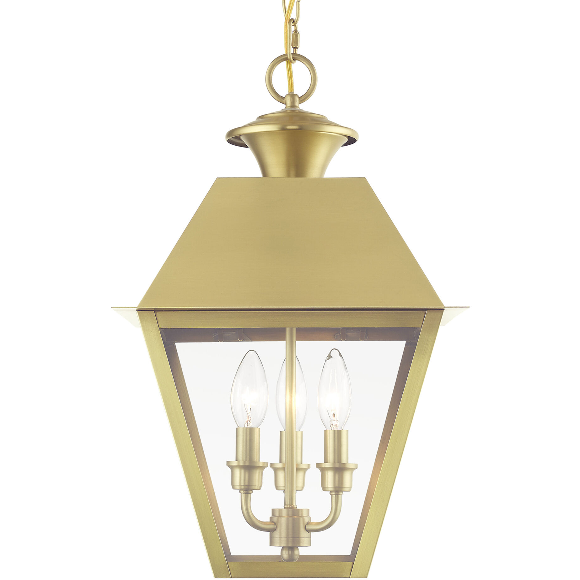 Wentworth 3 Light 12 inch Natural Brass Outdoor Pendant Lantern, Large