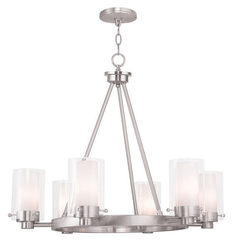 Manhattan 6 Light 26 inch Brushed Nickel Chandelier Ceiling Light