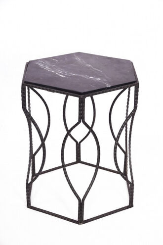 MZ Series Marble Side Table, Black Frame