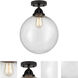 Nouveau 2 Beacon LED 12 inch Matte Black Semi-Flush Mount Ceiling Light in Seedy Glass