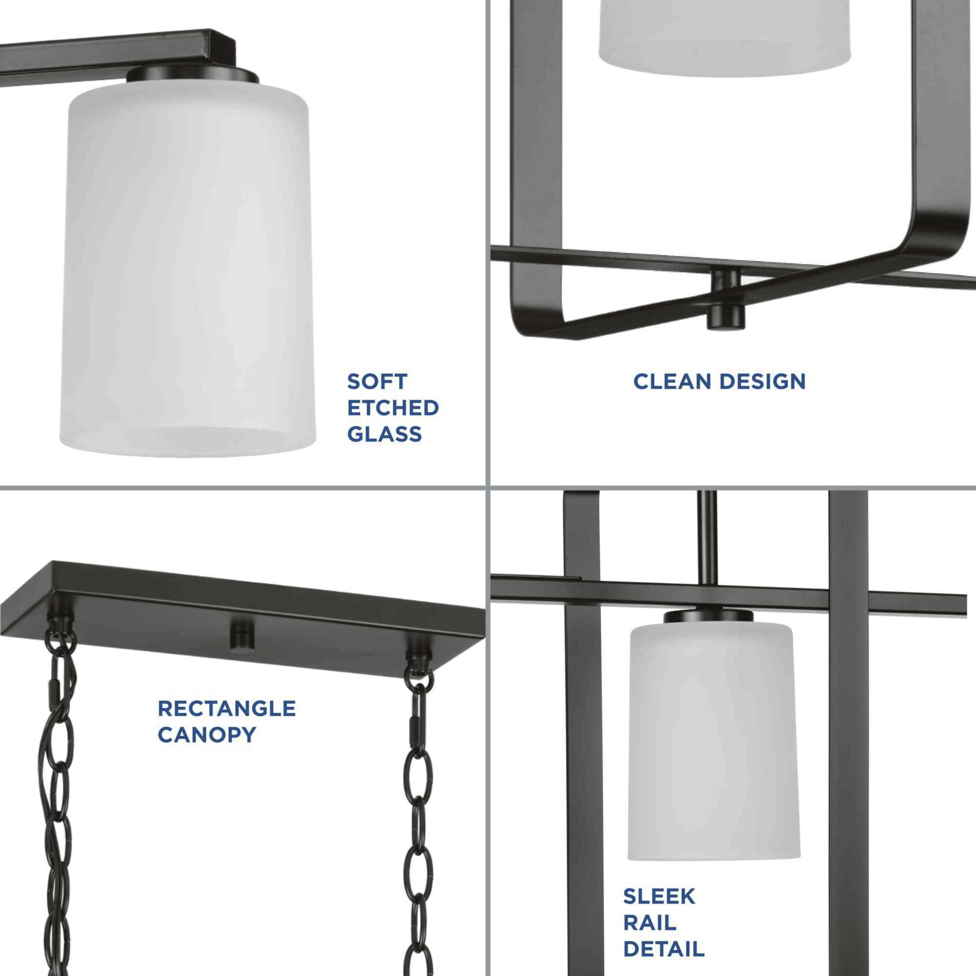 League 4 Light 40 inch Matte Black Island Chandelier Ceiling Light