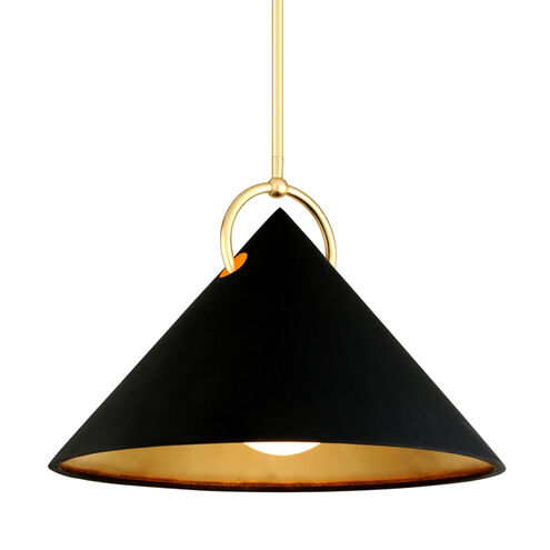 Charm 1 Light 30 inch Black and Gold Leaf Pendant Ceiling Light