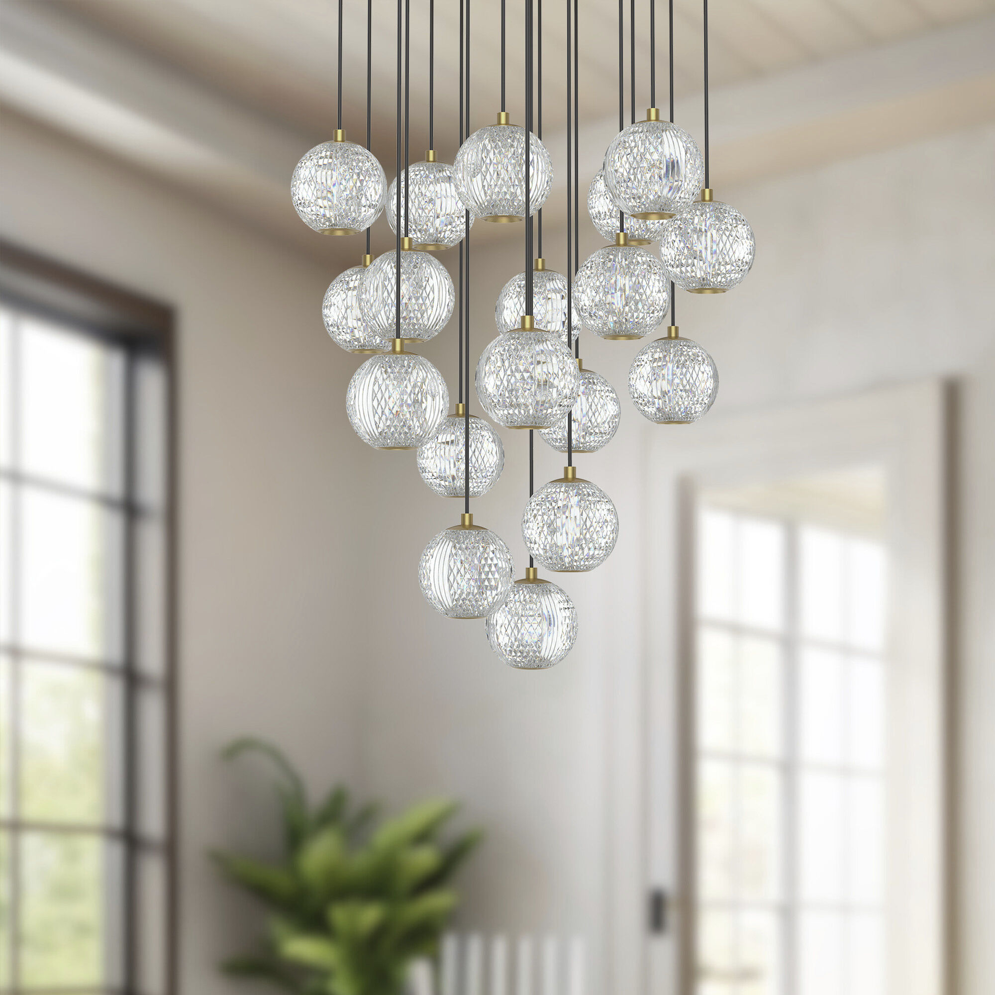 Marni LED 21.13 inch Natural Brass Multi Pendant Ceiling Light