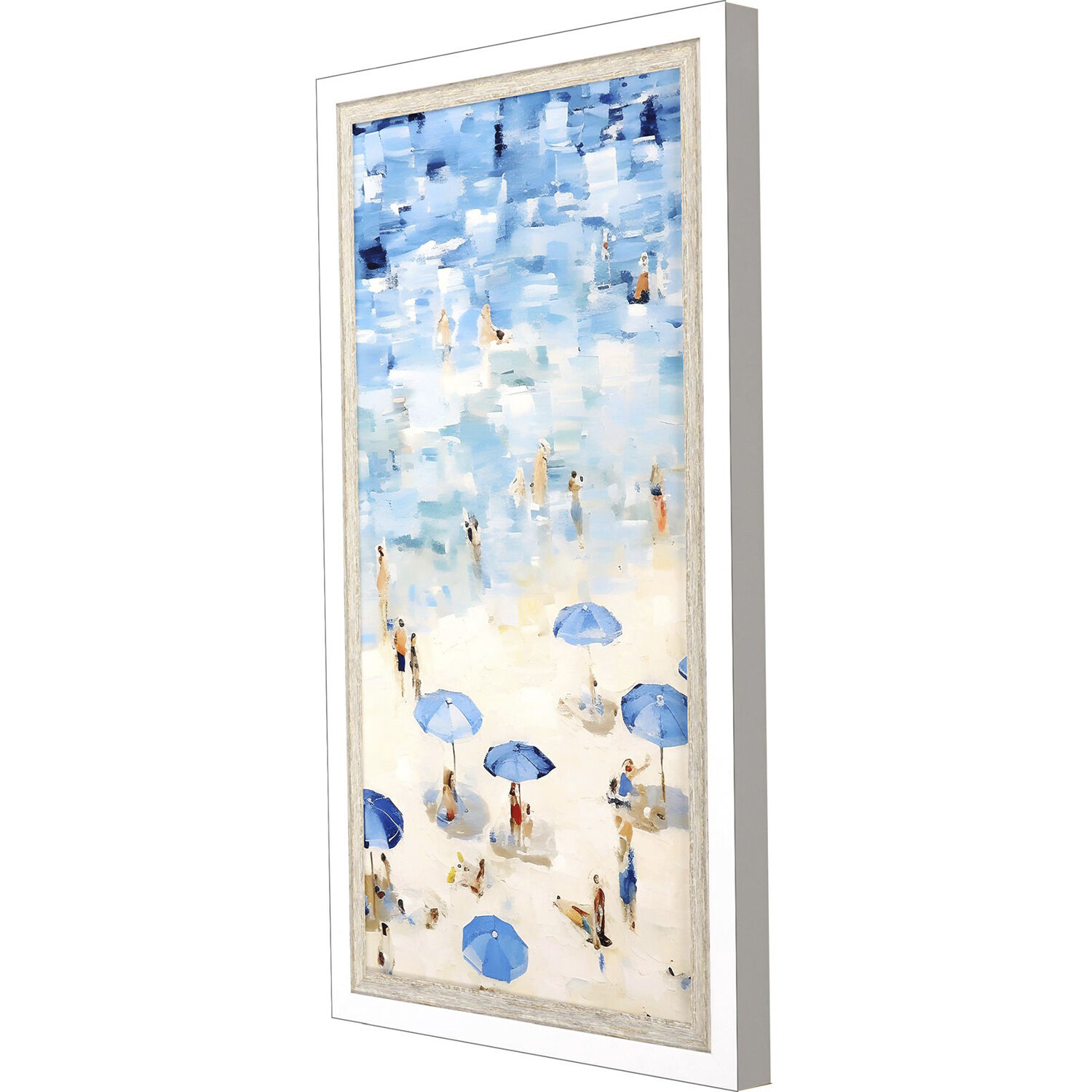 Aerial Beach Blue and Beige and Multi and Red Framed Art