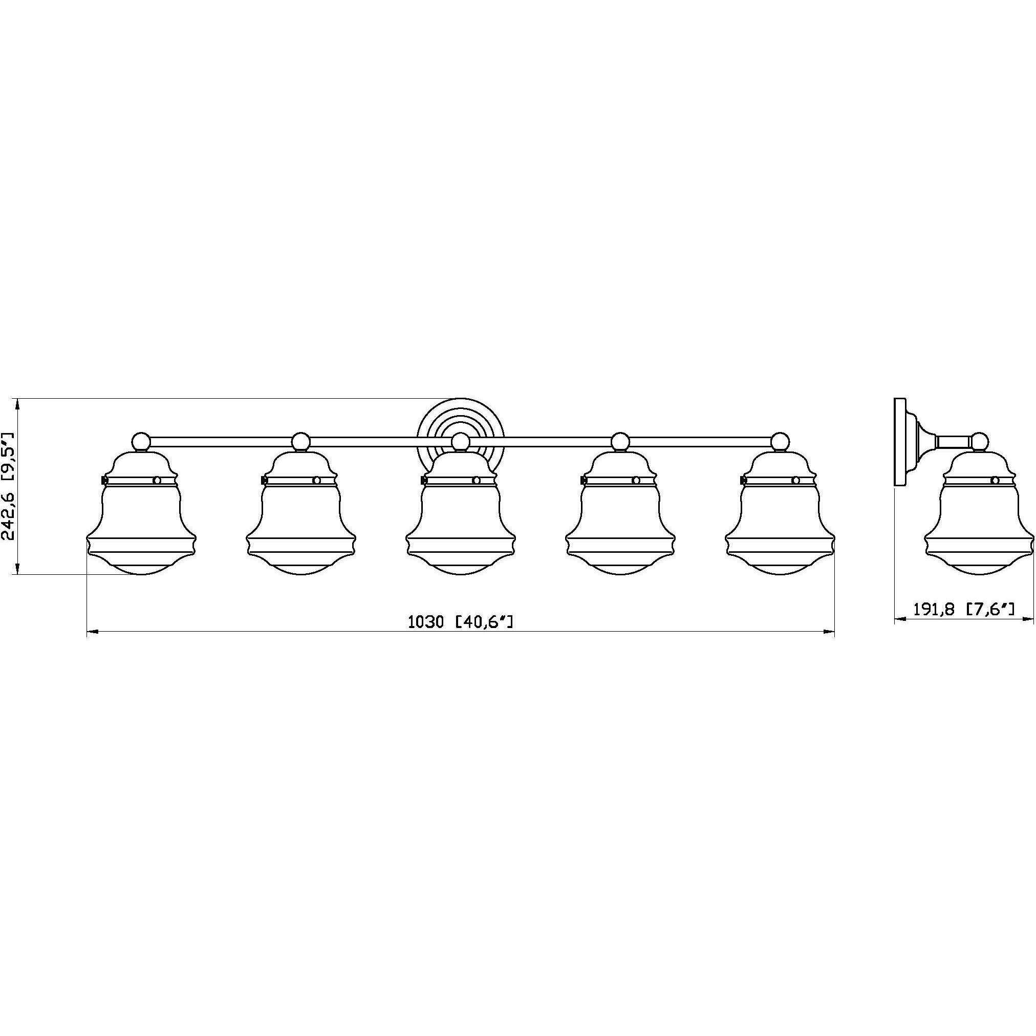 Vaughn 5 Light 40.75 inch Matte Black Vanity Wall Light