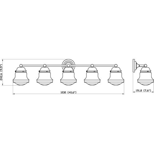 Vaughn 5 Light 40.75 inch Matte Black Vanity Wall Light