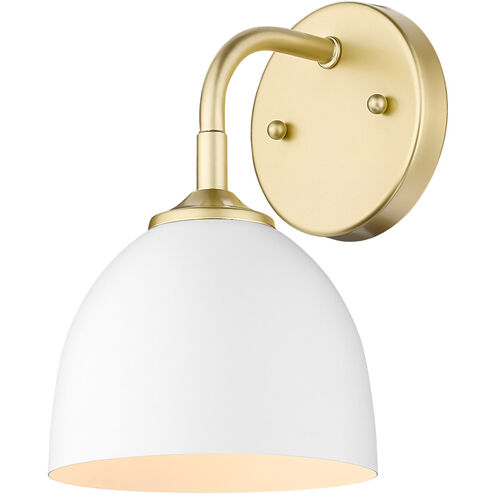 Zoey 1 Light 6 inch Olympic Gold Wall Sconce Wall Light in Matte White