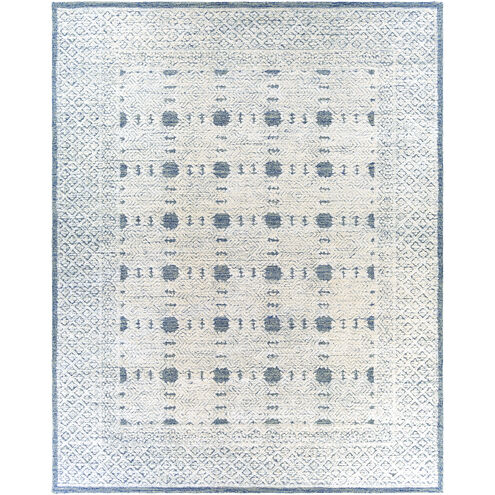 Louvre 120 X 96 inch Dark Blue/Cream/Pale Blue Handmade Rug in 8 x 10, Rectangle