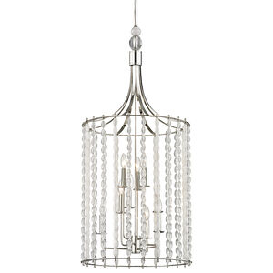 Whitestone 9 Light 21 inch Polished Nickel Pendant Ceiling Light, Crystal Beads and Finials