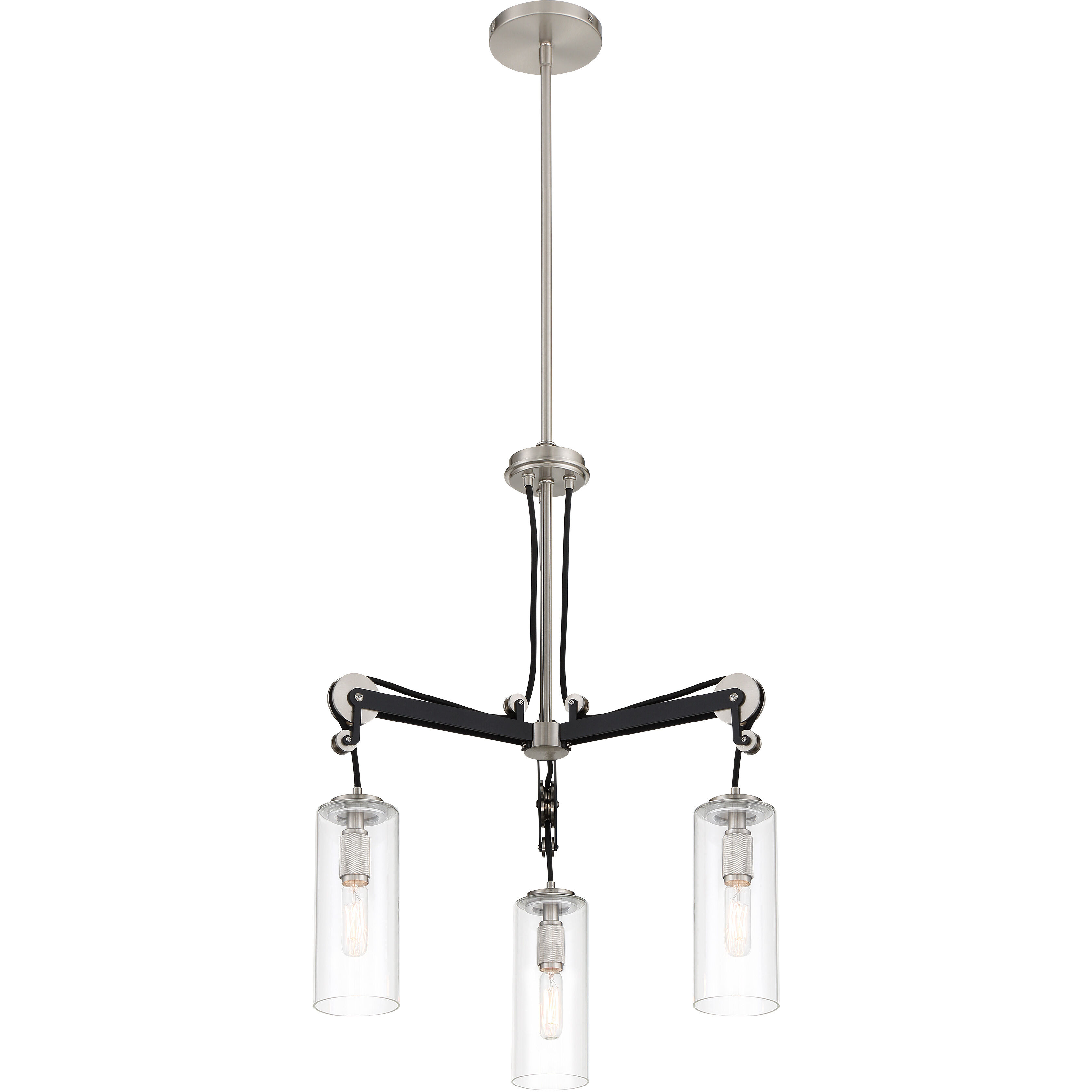 Pullman Junction 3 Light 20 inch Coal / Brushed Nickel Chandelier Ceiling Light