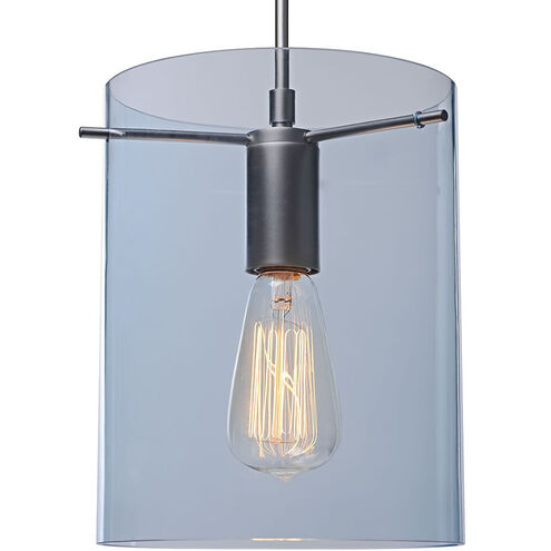 London 1 Light 4 inch Matte Chrome Large Pendant Ceiling Light in Aqua Glass