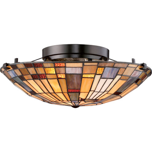 Inglenook 2 Light 17 inch Valiant Bronze Flush Mount Ceiling Light, Naturals