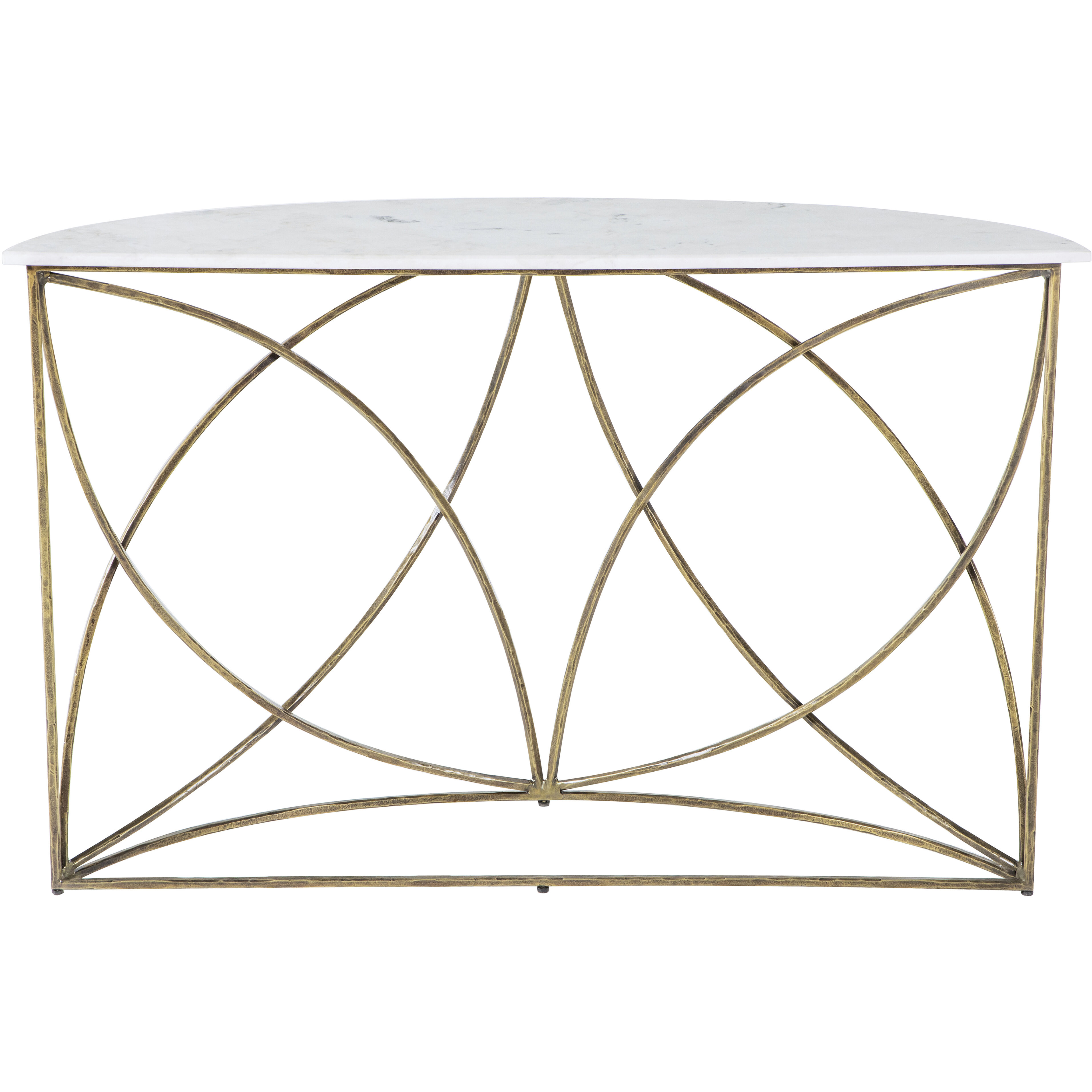 Wayland 48 X 14.25 inch Antique Aged Brass and White Banswara Marble Console Table