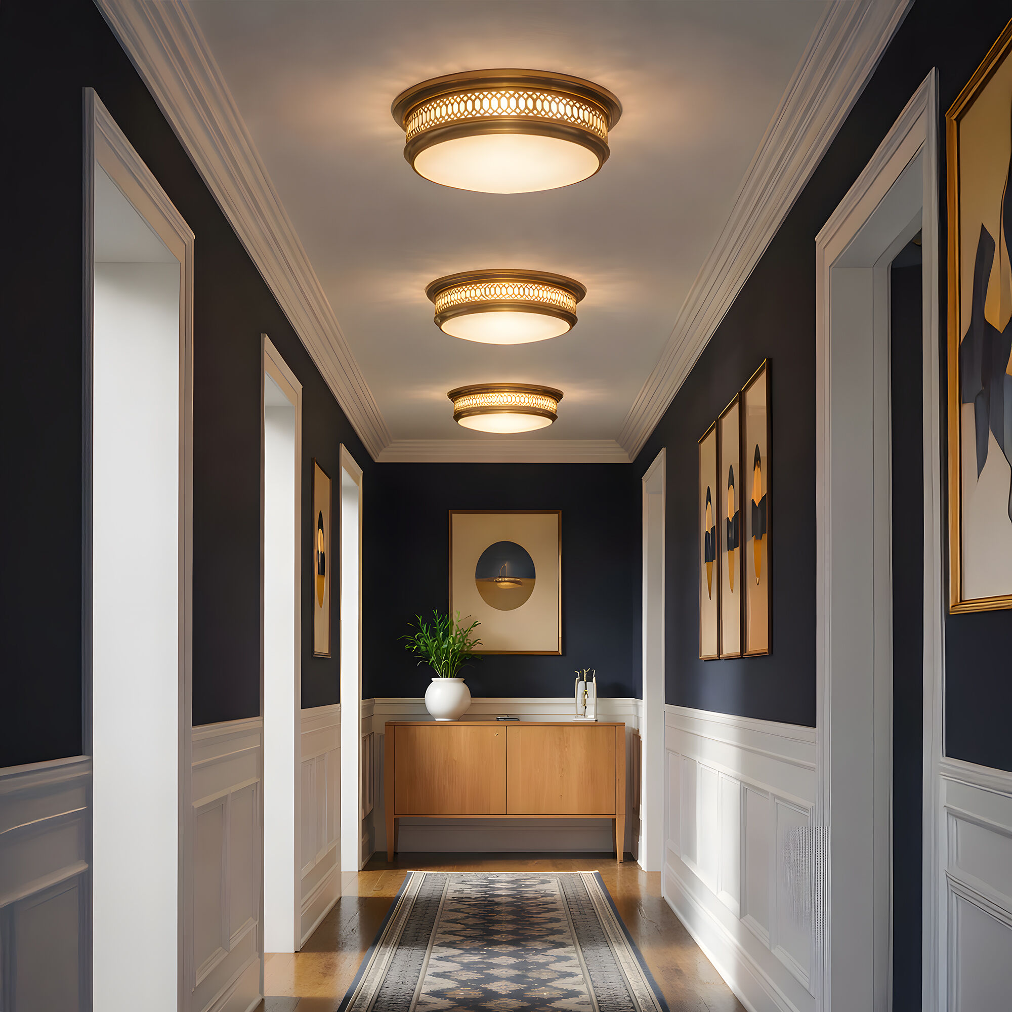 Williamsburg Tucker 3 Light 16.75 inch Antique Brass Flushmount Ceiling Light