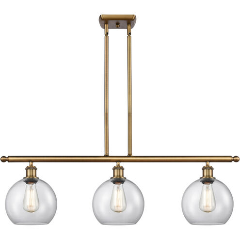 Ballston Athens LED 36 inch Brushed Brass Island Light Ceiling Light in Clear Glass, Ballston