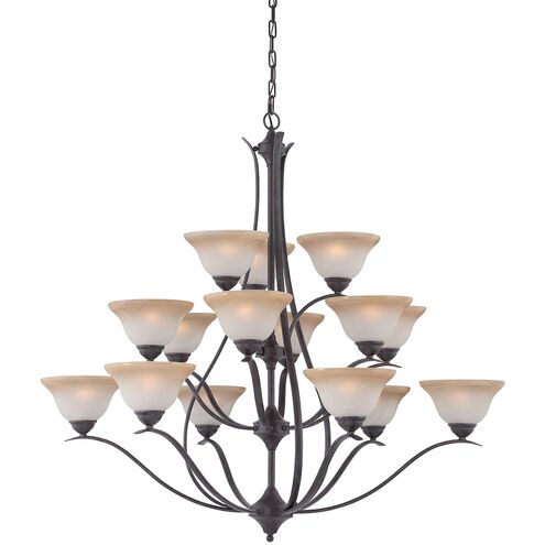 Prestige 15 Light 48 inch Sable Bronze with Beige Chandelier Ceiling Light