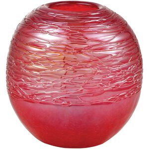 Cerise Crimson Ice Crackle Finish Holiday Vase, Ball