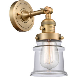 Franklin Restoration Small Canton 1 Light 7 inch Brushed Brass Sconce Wall Light in Clear Glass, Franklin Restoration