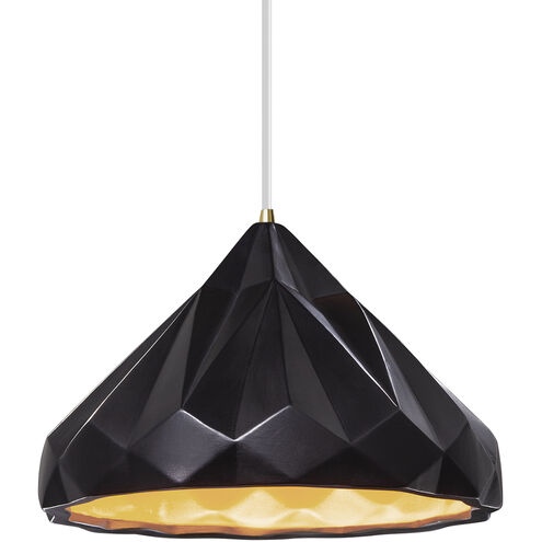 Radiance Collection 1 Light 12 inch Antique Brass and Champagne Gold and Carbon Matte Black and White Pendant Ceiling Light