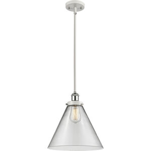 Ballston X-Large Cone LED 8 inch White and Polished Chrome Pendant Ceiling Light in Clear Glass
