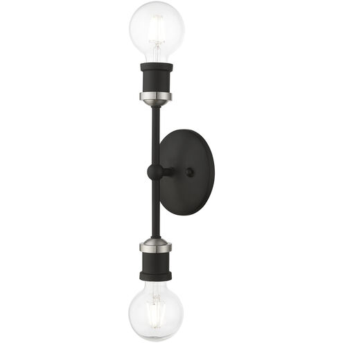 Lansdale 2 Light 5 inch Black with Brushed Nickel Accents Vanity Sconce Wall Light