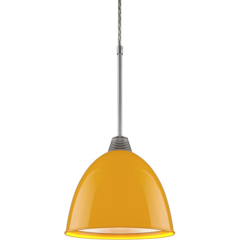 Classic 1 Light 9.6 inch Matte Chrome Large Pendant Ceiling Light in Canary Yellow