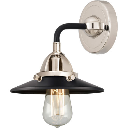 Nouveau 2 Railroad 1 Light 8 inch Brushed Satin Nickel Sconce Wall Light in Matte Black
