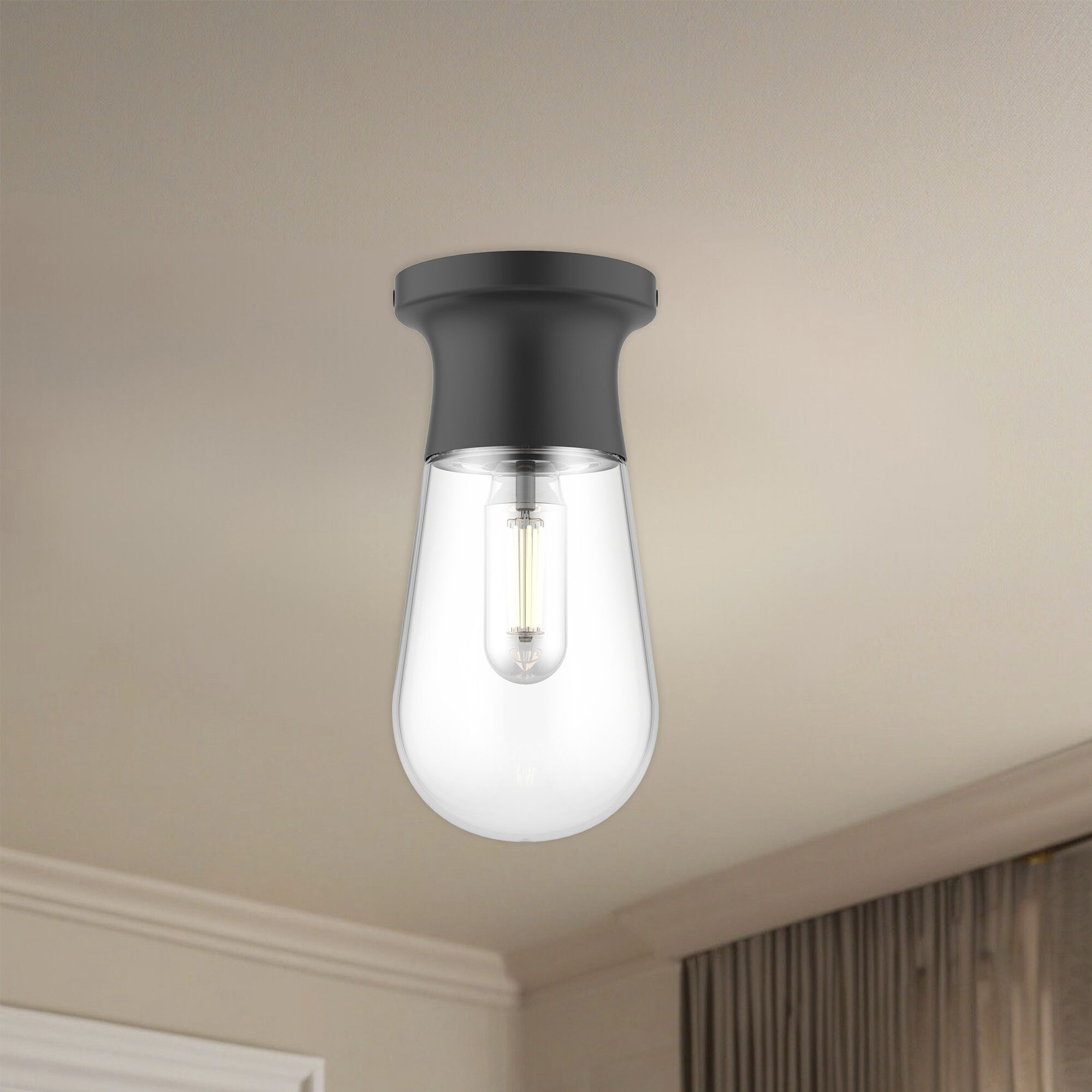 Alora Mood Marcel 1 Light 4.75 inch Matte Black Semi-Flush Mount Ceiling Light
