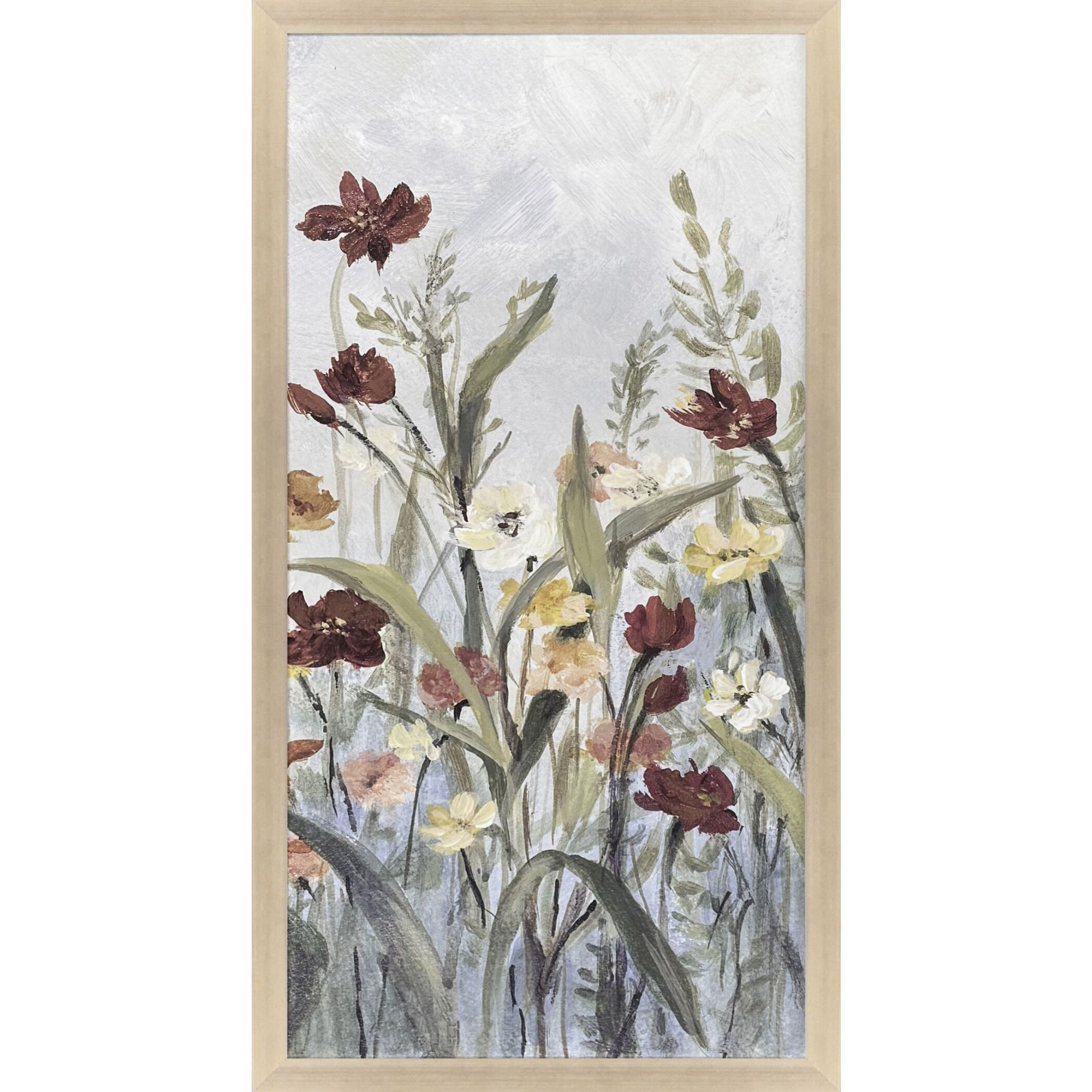 Flourish Wild Flower Green and Blue and Multi and Rust Framed Art