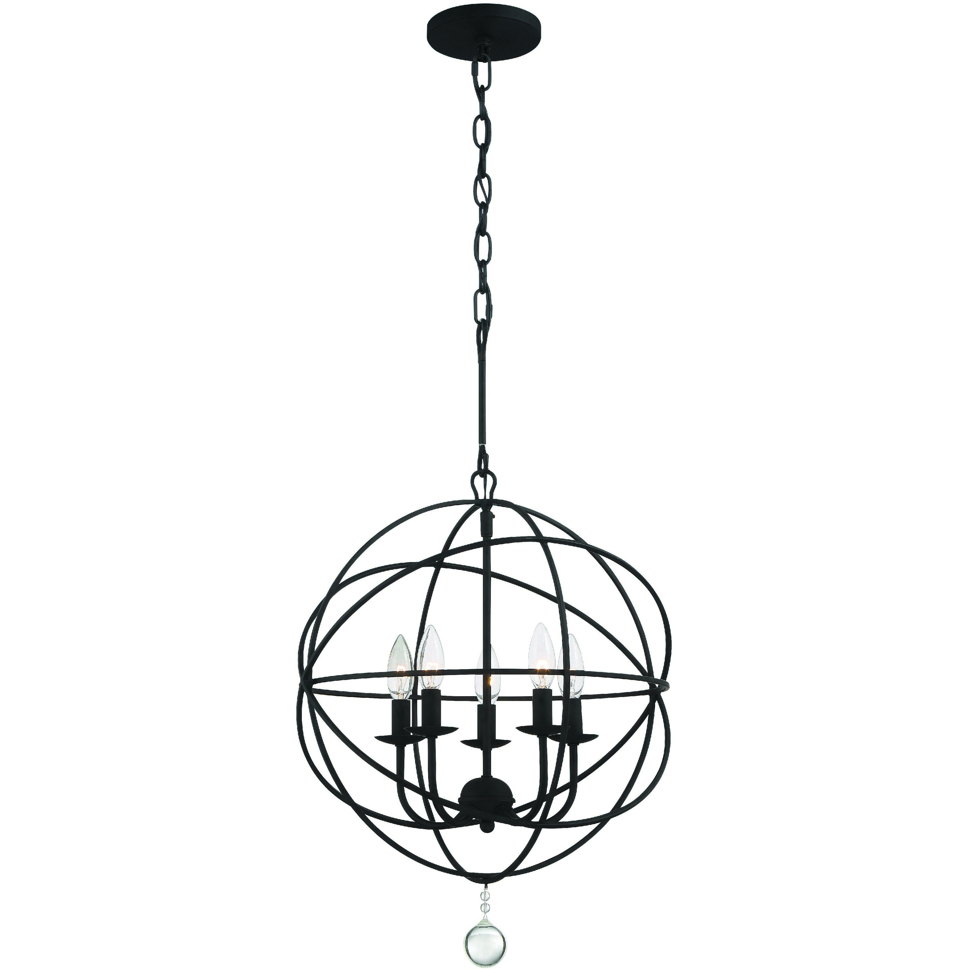 Solaris 5 Light 17 inch Black Mini Chandelier Ceiling Light