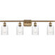 Ballston Hadley LED 36 inch Brushed Brass Bath Vanity Light Wall Light in Clear Glass, Ballston