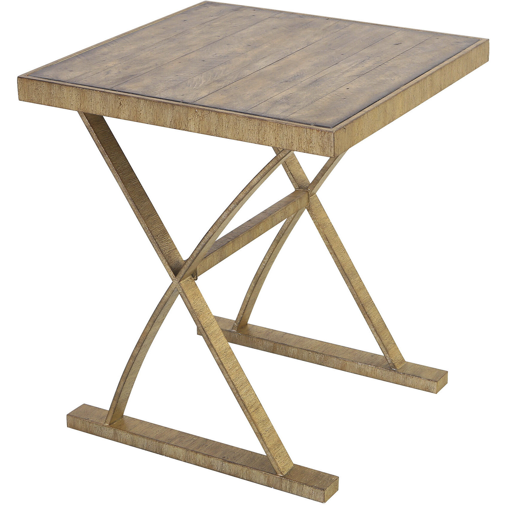 Better Ending 25 X 22 inch Aged Gold with Natural Accent Table