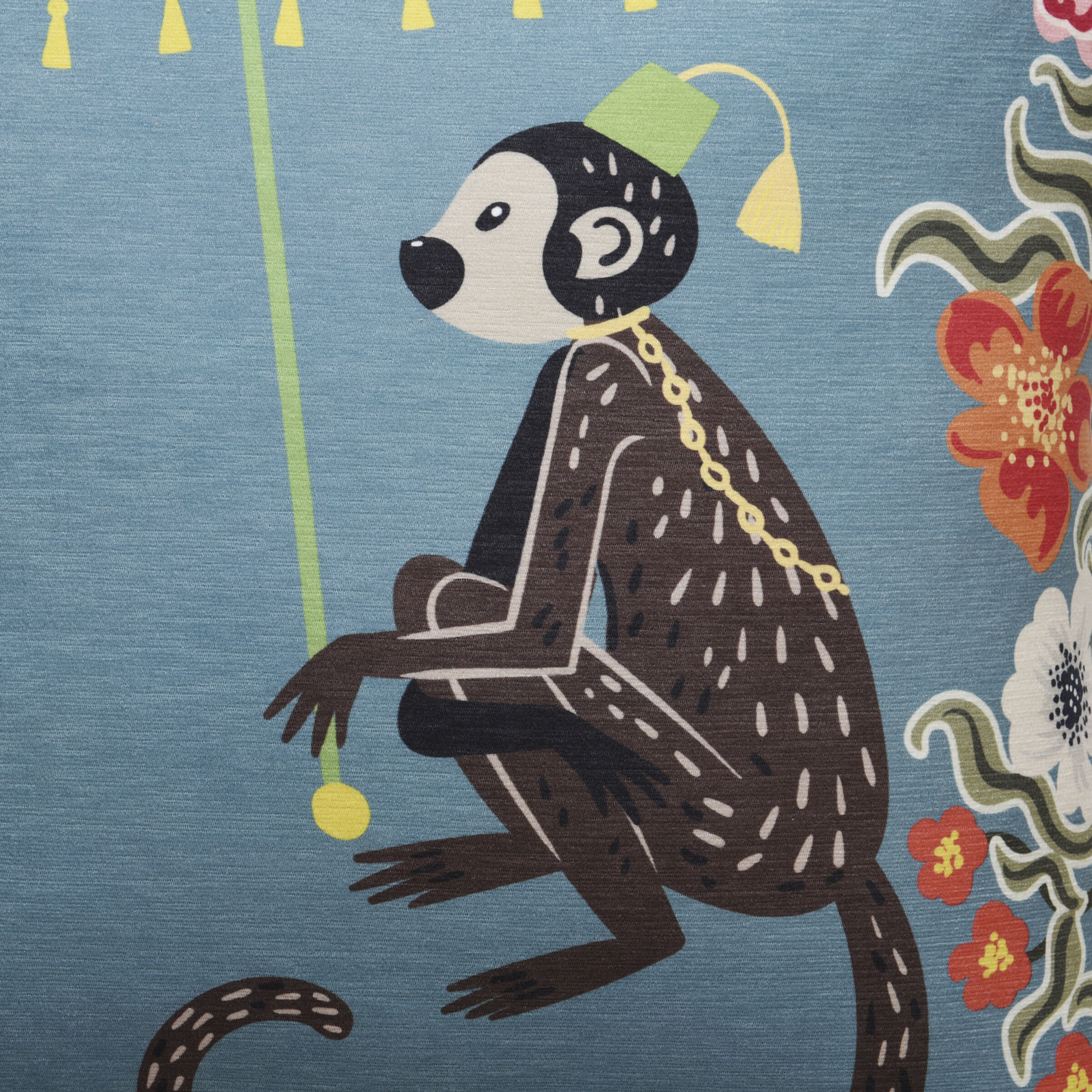 Maharaja Monkey 24 X 6 inch Blue Gray Pillow