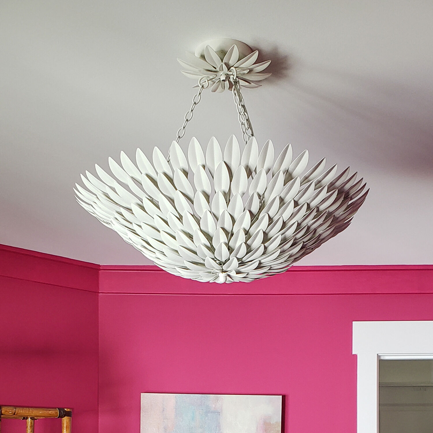 Broche 8 Light 30 inch Matte White Semi Flush Ceiling Light