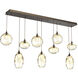 Misto 9 Light Flat Bronze Linear Pendant Ceiling Light in Misto Amber, Multi-Port