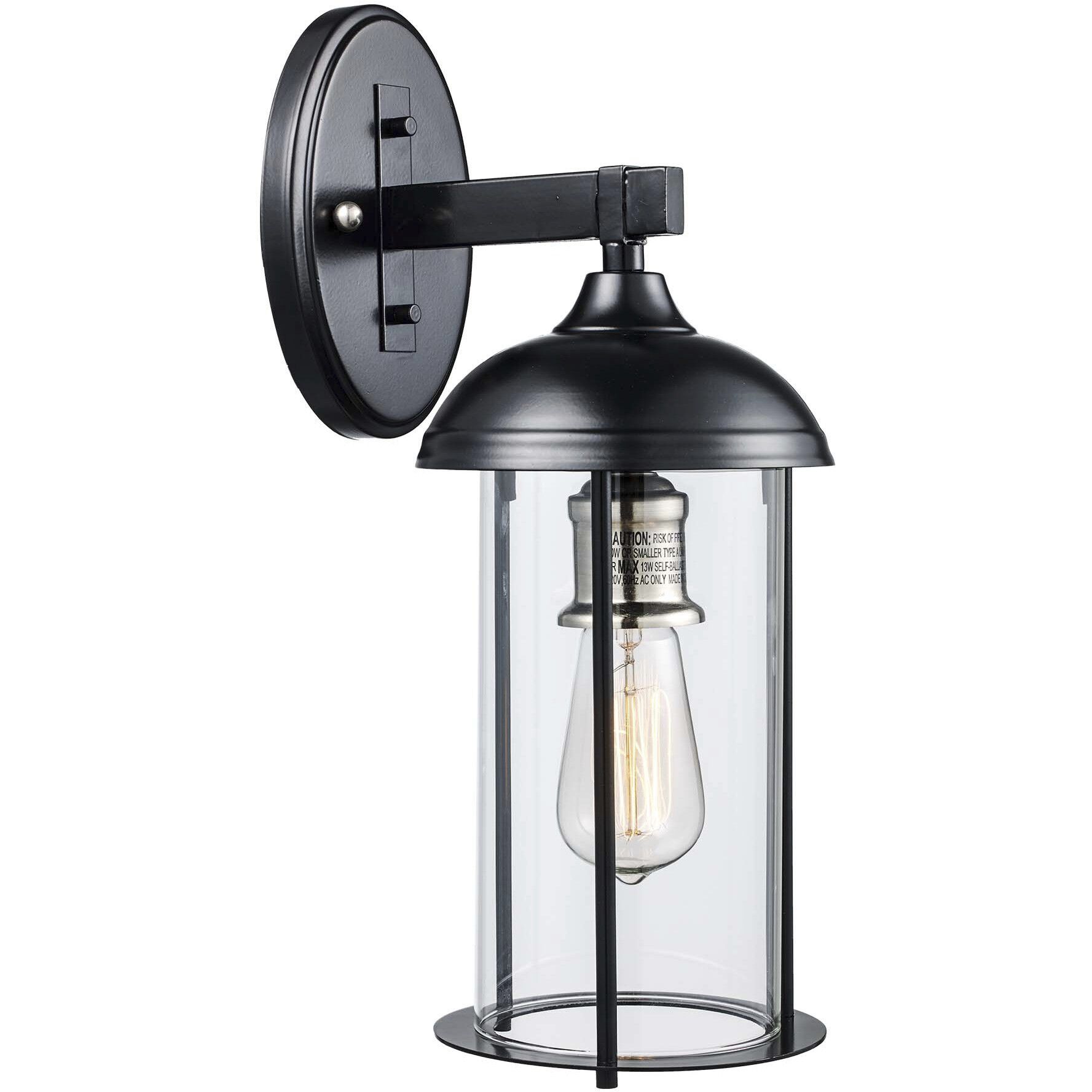 Blues 1 Light 17 inch Black and Brushed Nickel Outdoor Wall Lantern