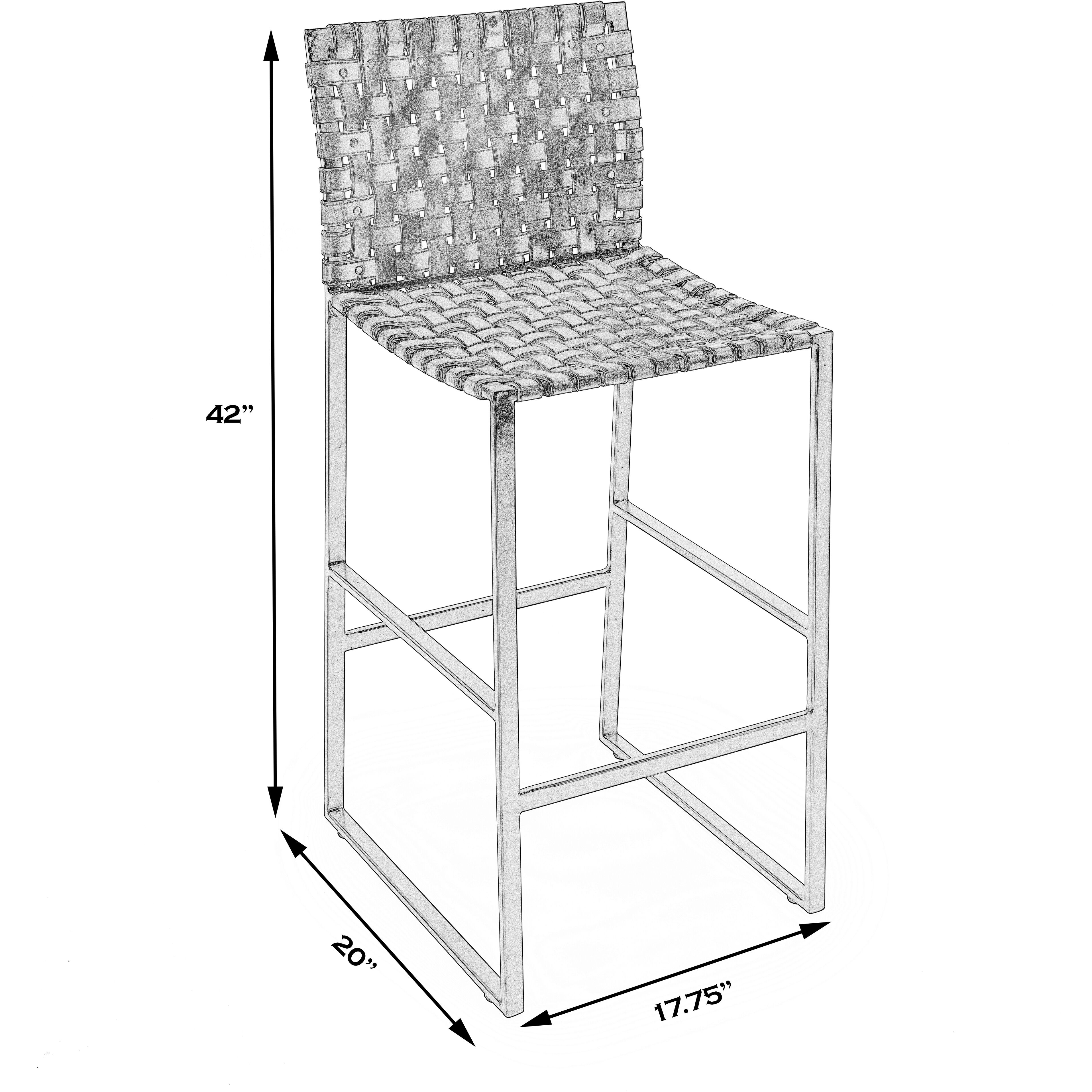 Urban Brown Woven Leather Bar Stool