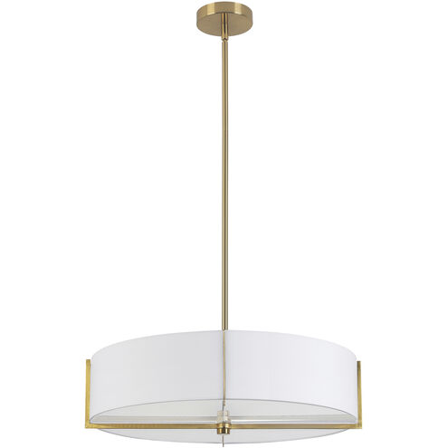 Preston 4 Light 20.75 inch Aged Brass with White Pendant Ceiling Light