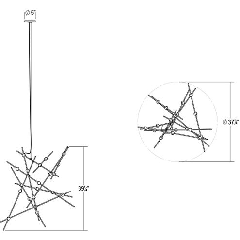 Constellation Aquila Major LED 37.25 inch Satin Nickel Chandelier Ceiling Light in 3000K, Clear Faceted Acrylic, 10 FT. Cord