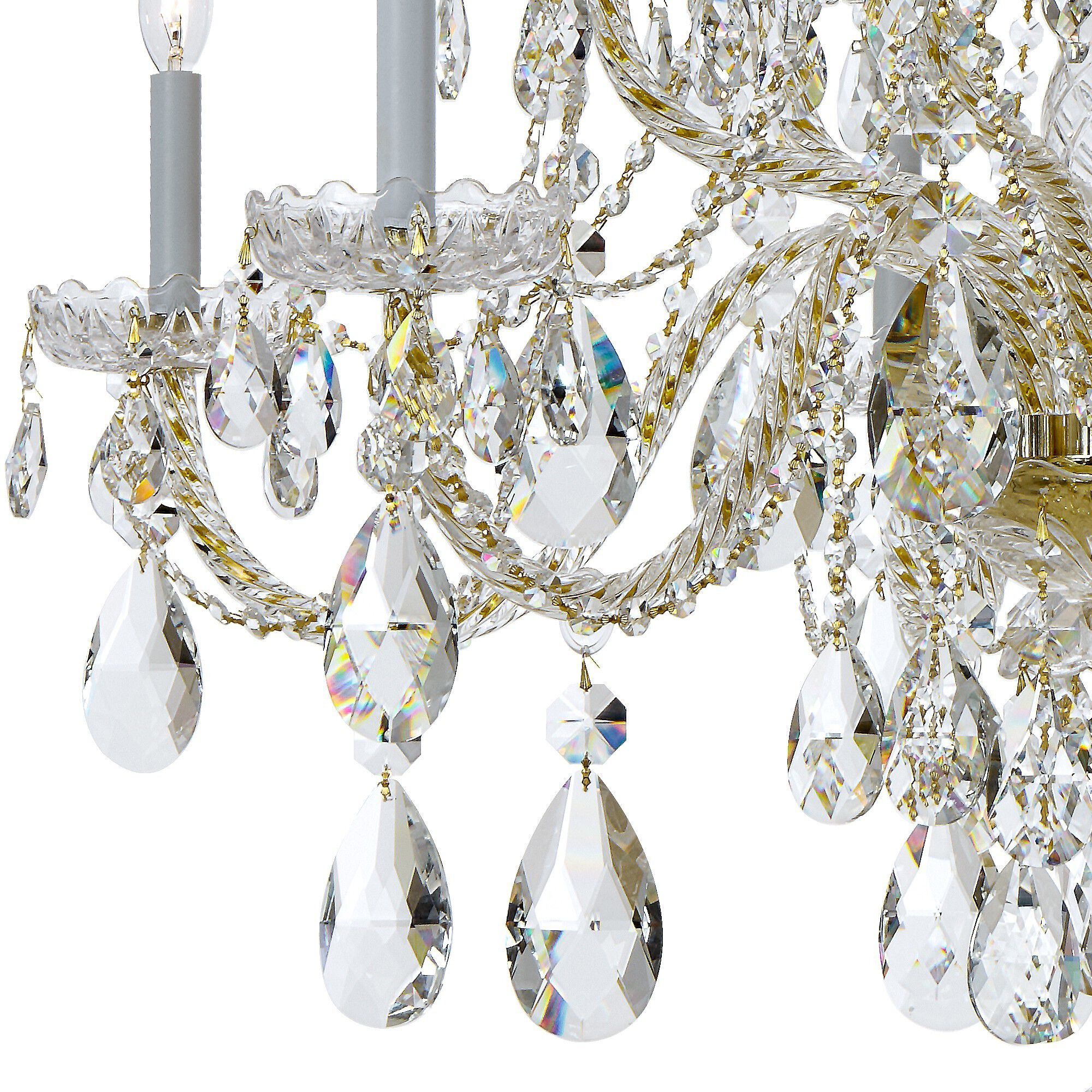 Traditional Crystal 12 Light 37.5 inch Polished Brass Chandelier Ceiling Light in Clear Swarovski Strass